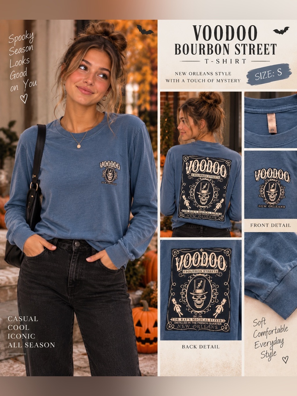 Voodoo Bourbon Street T Shirt New Orleans Dr Rays Magical Elixir Blue size small